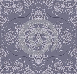 Seamless grey floral wallpaper
