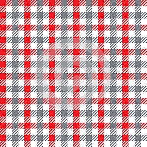 Seamless Grey and Red Checkered Fabric Pattern Background Texture