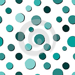 Seamless grunge pattern with turquoise polka dots