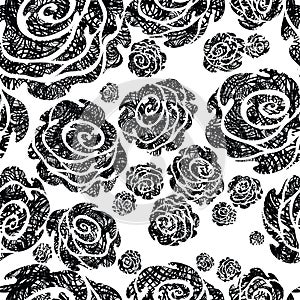 Seamless grunge rose pattern