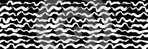 Seamless Grunge Waves Hand Drawn Dry Brush Sea Style Pattern.