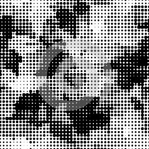 Seamless Halftone Camouflage Texture Pattern. Monochrome Vector. Black and White Dress Fabric Print.