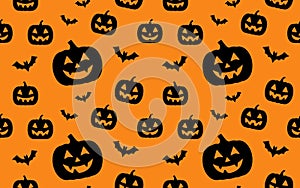 Seamless Halloween Pattern with Jack O Lanterns and Bats