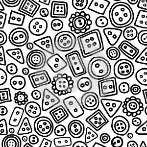 Seamless hand drawn doodle pattern with buttons.