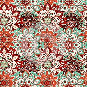 Seamless hand drawn mandala pattern. Vintage elements in oriental style. Texture for wallpapers, backgrounds and page fill. Islam