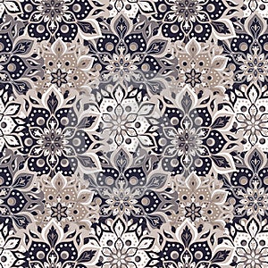 Seamless hand drawn mandala pattern. Vintage elements in oriental style. Texture for wallpapers, backgrounds and page fill. Islam