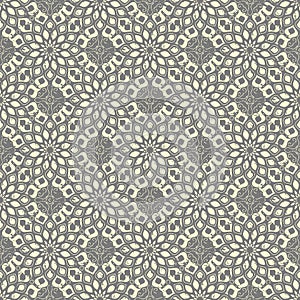 Seamless hand drawn mandala pattern. Vintage elements in oriental style with grunge effect. Can be used as fabric, paper and page