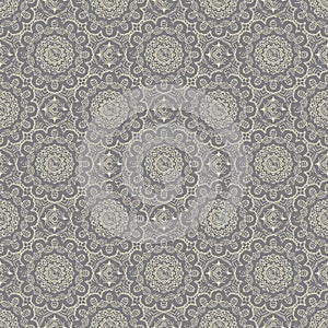 Seamless hand drawn mandala pattern. Vintage elements in oriental style with grunge effect. Can be used as fabric, paper and page