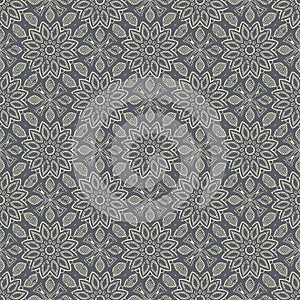 Seamless hand drawn mandala pattern. Vintage elements in oriental style with grunge effect. Can be used as fabric, paper and page