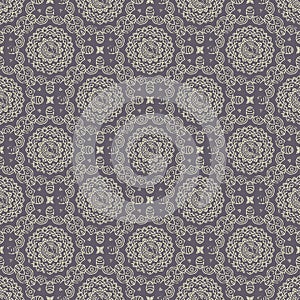 Seamless hand drawn mandala pattern. Vintage elements in oriental style with grunge effect. Can be used as fabric, paper and page