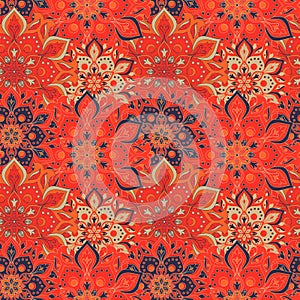 Seamless hand drawn mandala pattern. Vintage elements in oriental style. Texture for wallpapers, backgrounds and page fill. Islam