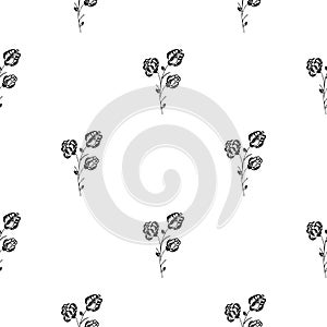 Seamless hand drawn pattern of abstract blackberry isolated on white background. Vector floral illustration. Cute doodle modern