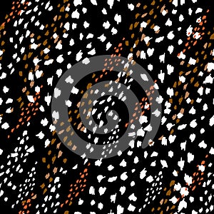 Seamless hand drawn pattern dot art. Animal skin with Hand Painted Crossing Brush Strokes ,Design for fashion , fabric, textile,