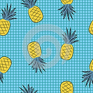 Seamless hand drawn pineapple pattern.