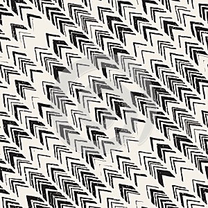 Seamless hand drawn style chevron pattern in black and white. Abstract vector background