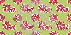 Seamless Hand drawn Vector Grapefruit Pattern