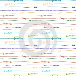 Seamless hand write stripe pattern with words photo