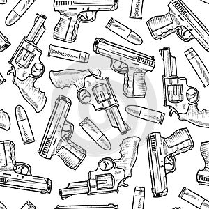 Seamless handgun vector background