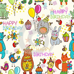 Seamless Happy birthday cartoon background