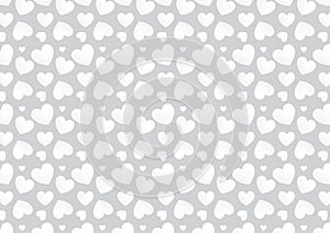 Seamless heart background in white and grey colors