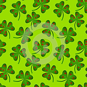 Seamless Heart Clovers Background