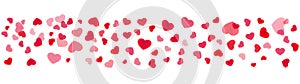 Seamless heart web banner. Decorative framing line with scattered hearts.
