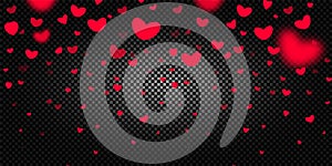 Seamless hearts border on dark background vector illustration tempate, happy valentines day decoration element.