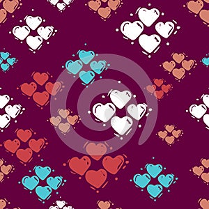 Seamless hearts pattern, hand drawn sketch, vector illustration. Romantic love background in doodle style. For textile print,