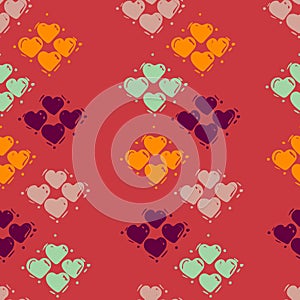 Seamless hearts pattern, hand drawn sketch, vector illustration. Romantic love background in doodle style. For textile print,