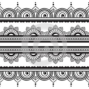 Seamless Henna Borders Vector Set Abstract Floral Patterns 2
