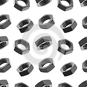 Seamless of hexagon 3d nuts on white background