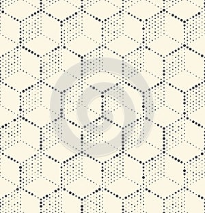 Seamless Hexagon Monochrome Wallpaper. Chaotic Pixel Background.