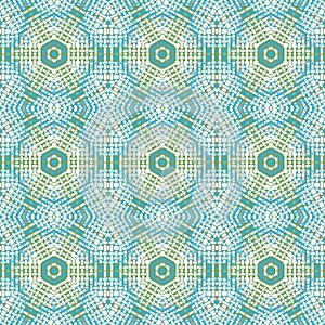 Seamless hexagon pattern beige turquoise light blue yellow netting