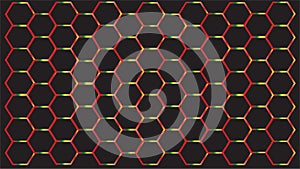 Seamless hexagon pattern raibow background black.