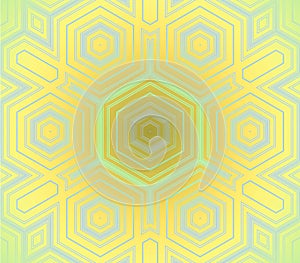 Seamless hexagon pattern yellow mint green blue shiny