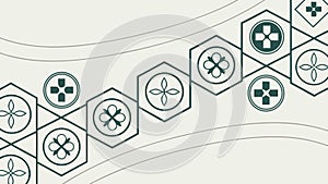 Seamless Hexagonal Geometric Pattern with Abstract Shapes, vector design Generative AI