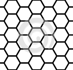 Seamless hexagons pattern. White and black geometric texture and background.