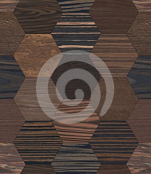 Seamless Hexagons Wood Wall Parquet