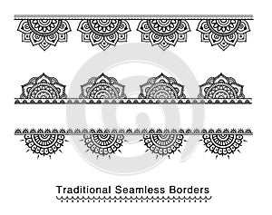 Seamless high detailed mandala floral border design ornaments