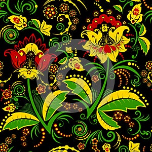 Seamless hohloma floral pattern