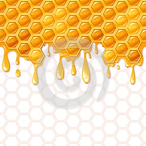 Seamless honeycomb pattern with flowing honey