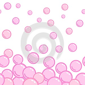 Seamless horizontal pattern with soap bubbles, seamless footer, naive and simple background, blue blob wallpaper