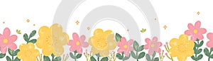 Seamless Horizontal Spring Floral Banner Vector Illustration