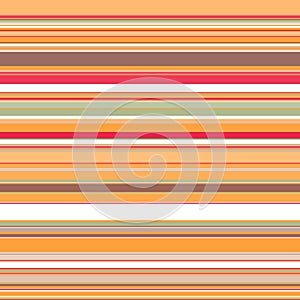 Seamless horizontal stripes pattern in warm orange-red colors with the addition of white, gray and brown