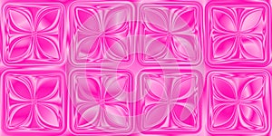 Seamless hot pink trendy barbiecore aesthetic plastic jelly floral squares 2010s fashion backdrop