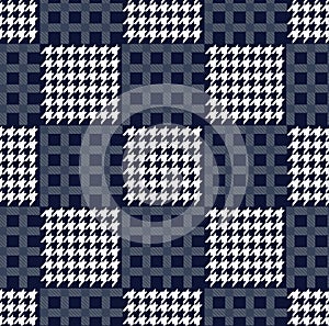 Seamless hounds tooth checks pattern on navy background