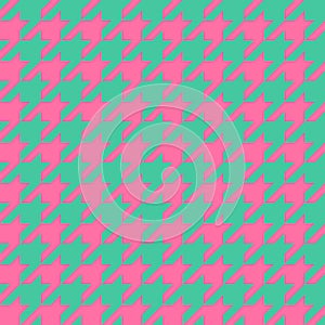Seamless houndstooth texture. Pink and teal checkered pattern