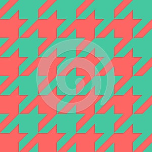 Seamless houndstooth texture. Pink and teal checkered pattern