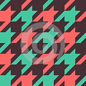 Seamless houndstooth texture. Pink and teal checkered pattern