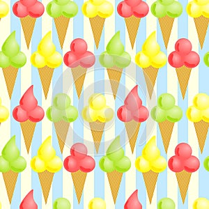 Seamless Ice Cream Cones Background